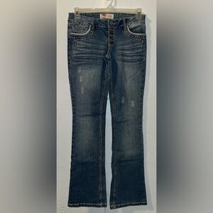 L.E.I. Ashley Low-rise Boot Jeans, Light Washed with Decorative Stitching